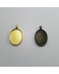 Metal Kolye Ucu - Oval - Antik Sarı 1 Adet