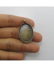 Metal Kolye Ucu - Oval - Antik Sarı 1 Adet