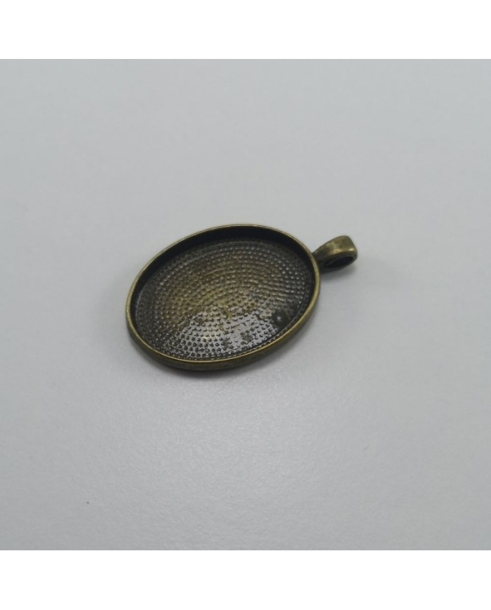 Metal Kolye Ucu - Oval - Antik Sarı 1 Adet