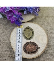 Kolye Ucu - Kenarı Şekilli Eskitme Oval Bakır