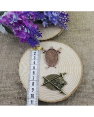 Kolye Ucu - Kılıçlı Oval Eskitme Antik Yeşil