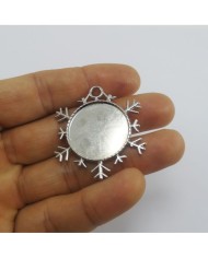 Metal Kolye Ucu - Kar Tanesi 1 Adet Gümüş