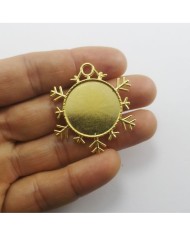 Metal Kolye Ucu - Kar Tanesi 1 Adet Gold