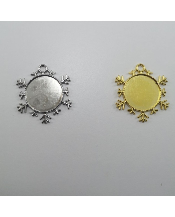 Metal Kolye Ucu - Kar Tanesi 1 Adet Antik Sarı