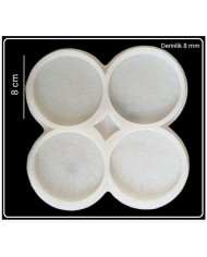 5 Adet 8 cm Dörtlü Yuvarlak Bardak Altı Kalıbı - Hobi Silikon Kalıbı -Kod:Sn26