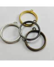 Yuvarlak Üstten Kulplu  Reçine Metal Kolye Ucu - Füme