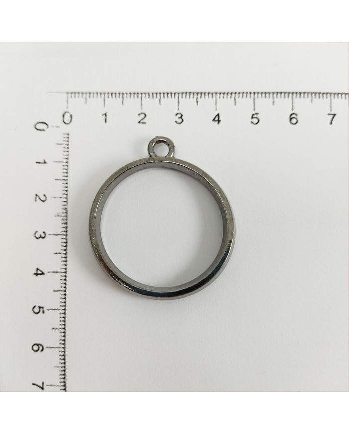 Yuvarlak Üstten Kulplu  Reçine Metal Kolye Ucu - Antik Sarı