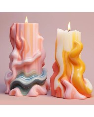 Geometrik Dalgalı Dekoratif Mum Silikon Kalıbı - Kod:1188B