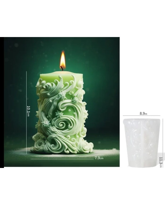 Fransız dantel Çiçek Desenli Mum Silikon Kalıbı - Kod:1175