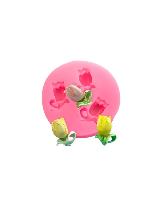 3 Küçük Lale Silikon Kalıp - Hobi Silikon Kalıbı -Kod:1133
