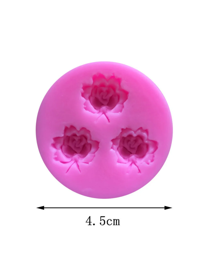 3D Gül Çiçek Desenli Silikon Kalıp - Hobi Silikon Kalıbı -Kod:1134