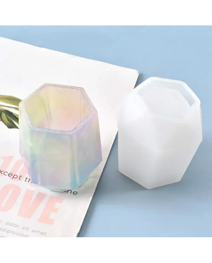 Altıgen Şekilli kalemlik- Hobi Silikon Kalıbı -Kod:1139