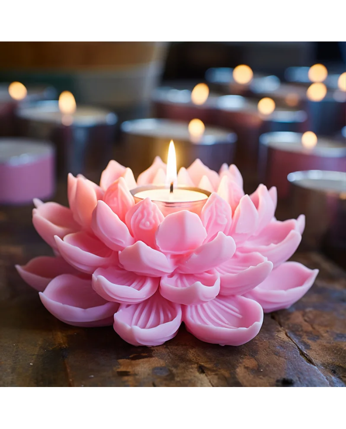 Büyük Lotus Model - Silikon Mum Kalıbı - Kod:1184
