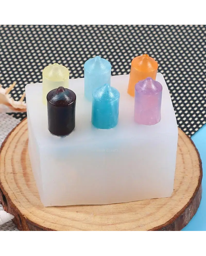 6 lı Kore Tarzı Mum Kalıbı - Hobi Silikon Kalıbı - Kod: 1201