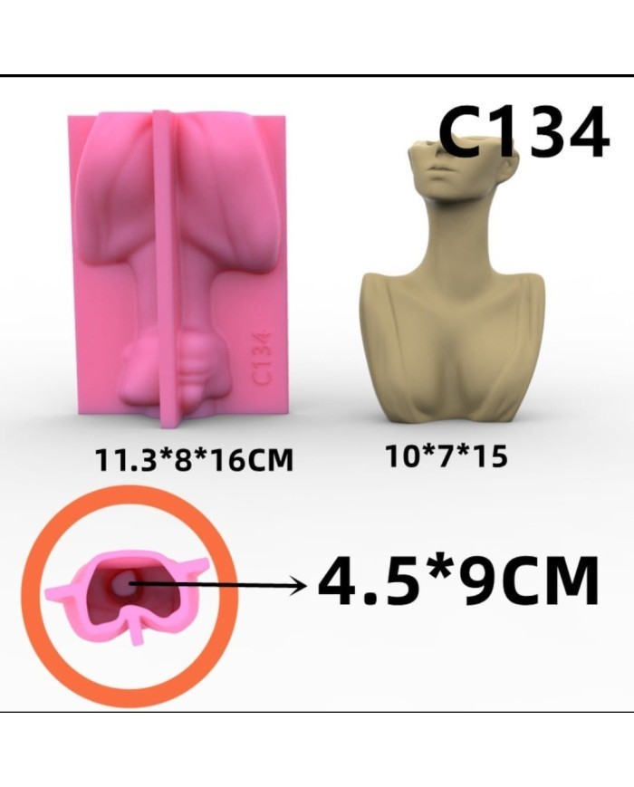 İskandinav İnsan Vazo Dekoratif Beton Kalıbı - Hobi Silikon Kalıbı -Kod:1064B