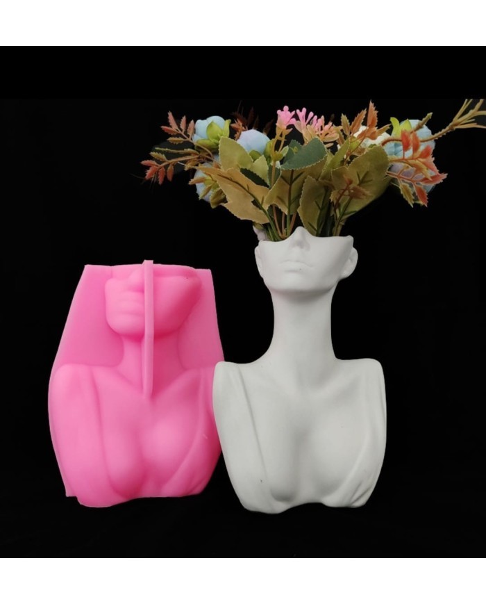 İskandinav İnsan Vazo Dekoratif Beton Kalıbı - Hobi Silikon Kalıbı -Kod:1064B