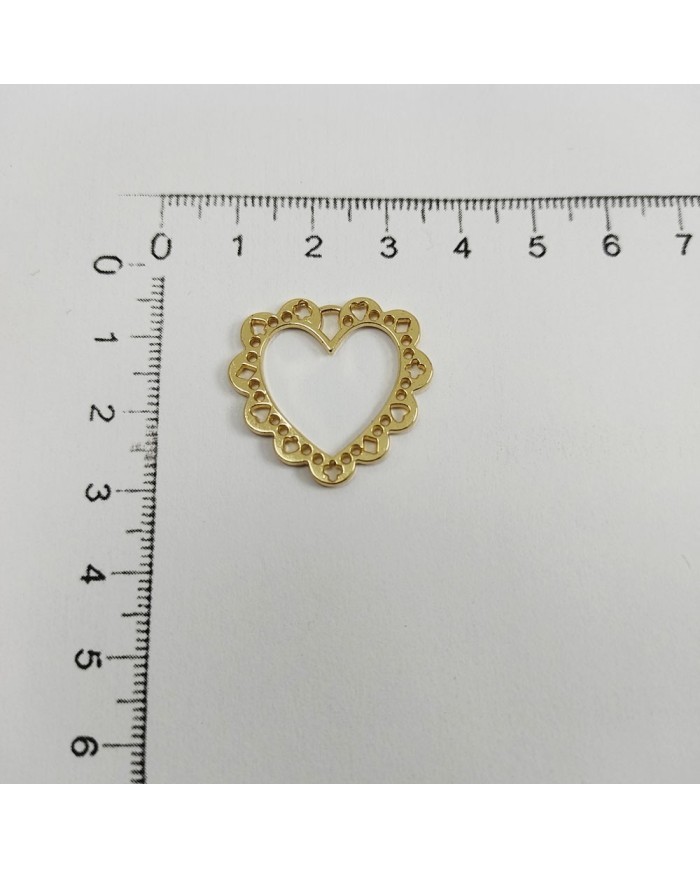 Kalp Çerçeve Model Gold Metal Kolye Ucu