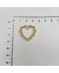Kalp Çerçeve Model Gold Metal Kolye Ucu