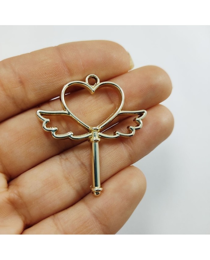 Kanatlı Kalp Model Metal Kolye Ucu