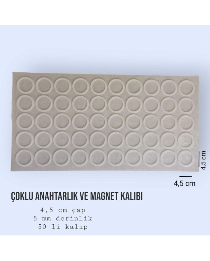 50'li Yuvarlak Anahtarlık ve Magnet Silikon Kalıbı 1.kalite