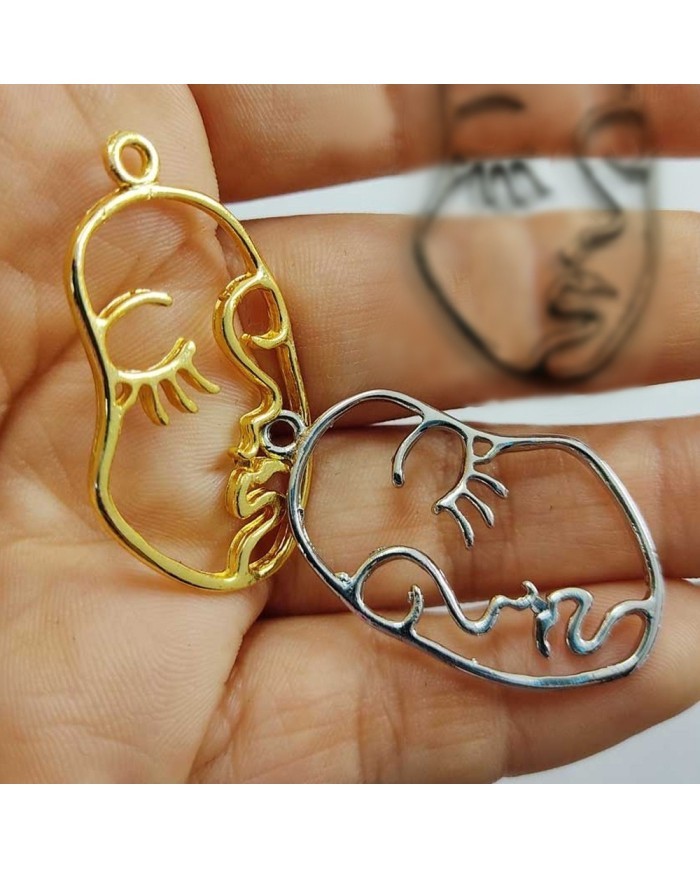 Metal Kolye Ucu - Kadın Yüzü Figürlü