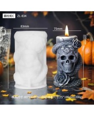 Kafatası ve Yılan Desenli Epoksi Mum ve Beton Kalıbı - Kod: 1186B