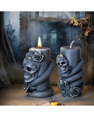 Kafatası ve Yılan Desenli Epoksi Mum ve Beton Kalıbı - Kod: 1186B