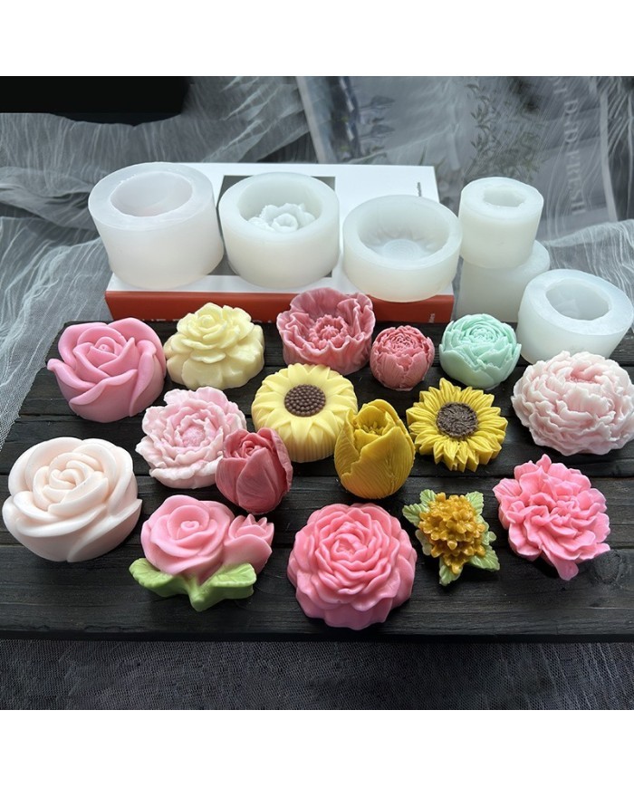 Şakayık Çiçeği Epoksi Mum ve Beton Kalıbı - Kod: 971B