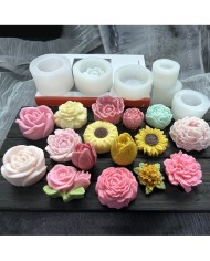 Şakayık Çiçeği Epoksi Mum ve Beton Kalıbı - Kod: 971B