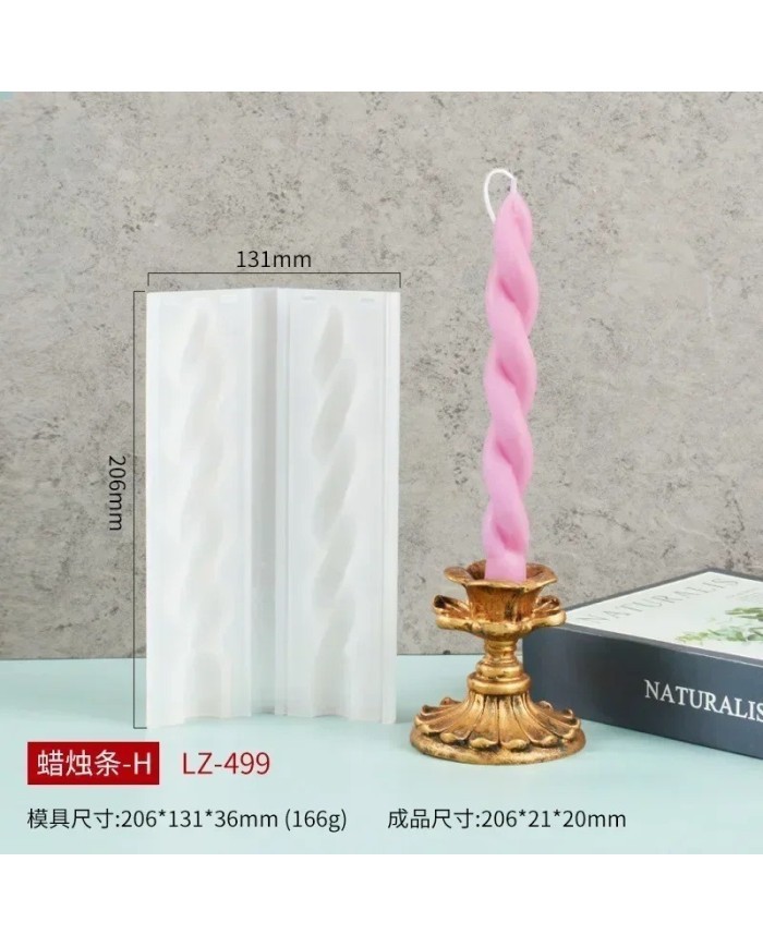 Pimli Şamdan Sık Örgü Mum Kalıbı - Hobi Silikon Kalıbı -KOD 1255D  175GR