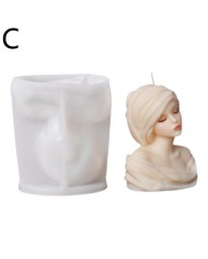 Kızıl Goncalar Örtülü Kadın Mum Beton Silikon Kalıp Kod 1257C