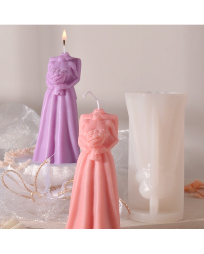 Buketli Gelin Damat Modeli Mum Beton Silikon Kalıp Kod 1258