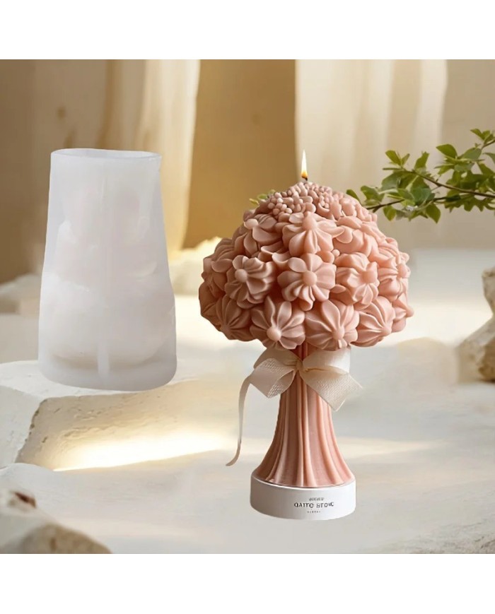 3D Gül Buketi Mum Silikon Kalıp -, Şakayık, Gül ve Çiçek Kümesi Reçine Kalıbı, Sevgililer Günü Hediyesi-Kod: 1260A