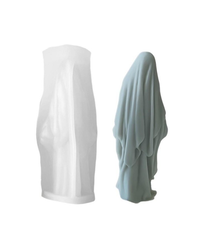 Pelerinli Büyücü Çarşaflı Kadın Cadılar Bayramı Mum Kalıbı - Hobi Silikon Kalıbı -Kod:1218