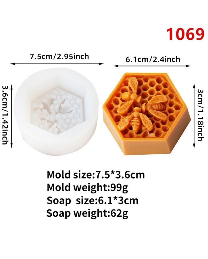 Altıgen İşçi Arılar Mum Beton Sabun Kalıbı Kod:1261C
