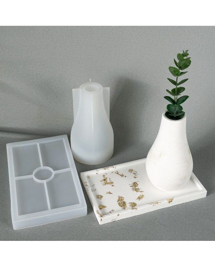 Dikdörtgen Terazzo Bardak Altı Mini Tepsi Reçine Epoksi ve Beton Kalıbı - Kod:1264