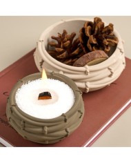 Bambu Desenli Örgü Yuvarlak Beton Saksı Kalıbı - Hobi Silikon Kalıbı -Kod:1092B