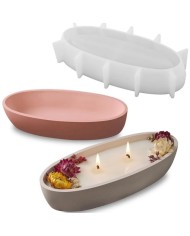 Tekne Model Mum Silikon Kalıp 22cm - Oval Kase, Tekne, Epoksi Reçine ve Alçı Kalıbı-Kod: 1266