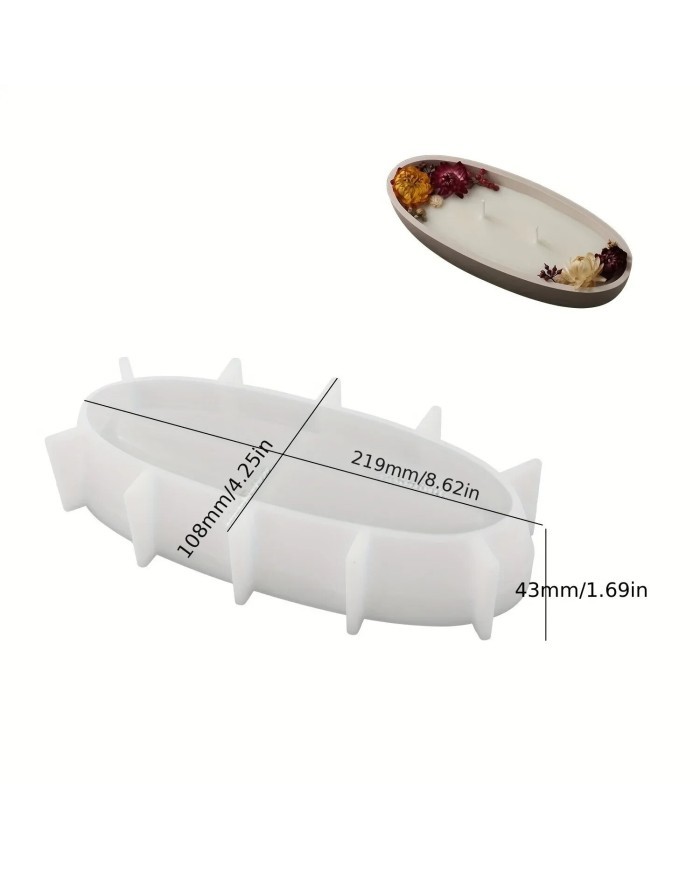 Tekne Model Mum Silikon Kalıp 22cm - Oval Kase, Tekne, Epoksi Reçine ve Alçı Kalıbı-Kod: 1266