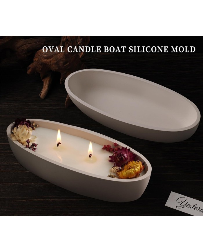 Tekne Model Mum Silikon Kalıp 22cm - Oval Kase, Tekne, Epoksi Reçine ve Alçı Kalıbı-Kod: 1266