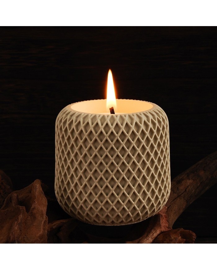 Geometrik File Desenli  Yuvarlak Beton Saksı Kalıbı - Hobi Silikon Kalıbı -Kod:1268