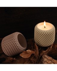 Geometrik File Desenli  Yuvarlak Beton Saksı Kalıbı - Hobi Silikon Kalıbı -Kod:1268