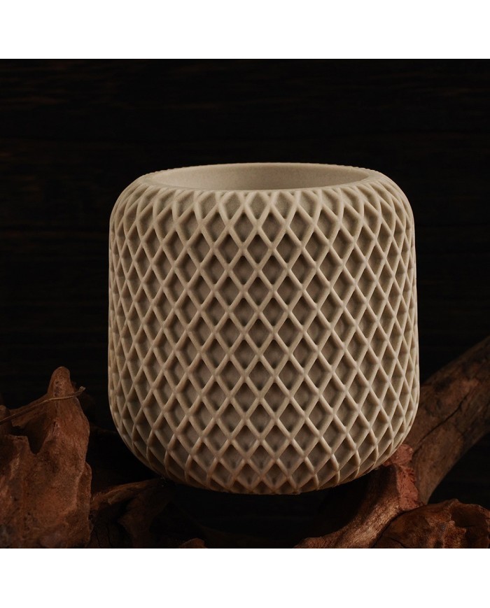 Geometrik File Desenli  Yuvarlak Beton Saksı Kalıbı - Hobi Silikon Kalıbı -Kod:1268