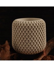 Geometrik File Desenli  Yuvarlak Beton Saksı Kalıbı - Hobi Silikon Kalıbı -Kod:1268