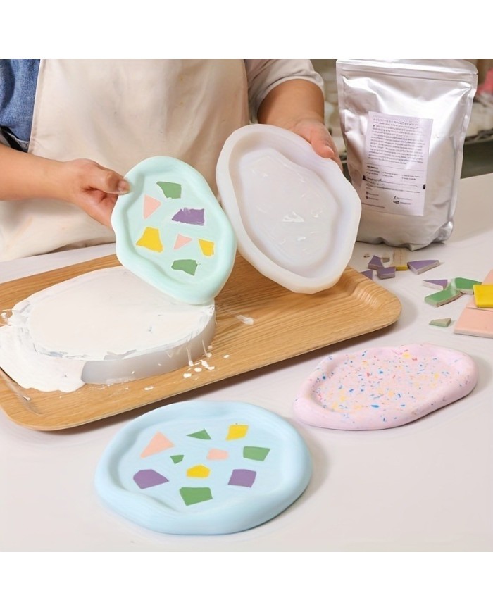 Asimetrik Tepsi Bardak Altı Reçine Epoksi ve Beton Kalıbı - Kod:1271