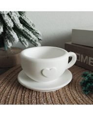 Aşk Kalpli Çay Fincanı- Epoksi ve Beton Kalıbı  -Kod:1273