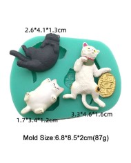 3D Şirin Kediler Silikon Reçine Epoksi Silikon Mum Kalıbı - Kod:M6