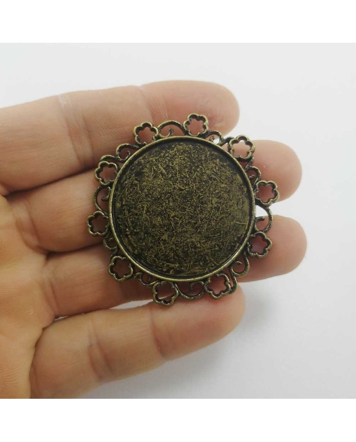 Metal Kolye Ucu - Kenarı Şekilli Yuvarlak