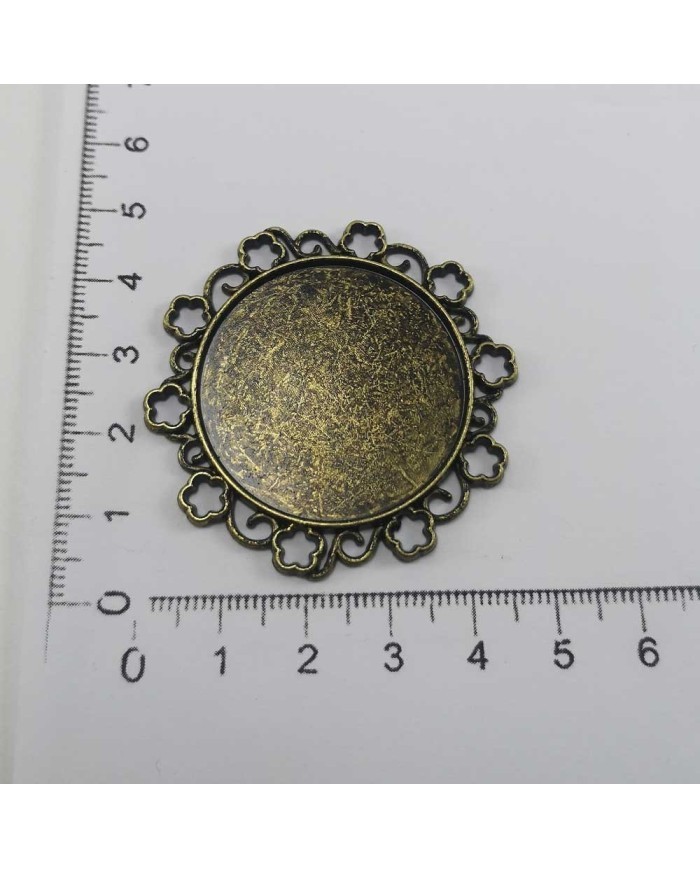 Metal Kolye Ucu - Kenarı Şekilli Yuvarlak