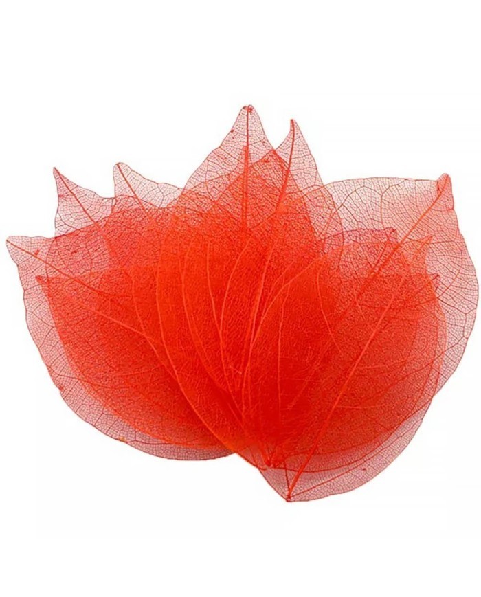 3 Adet - Kumaş Yaprak  - Kırmızı